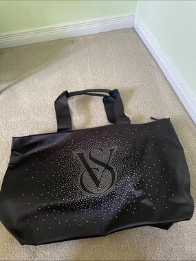 Victoria's Secret Black Tote with Rhinestone VS Logo